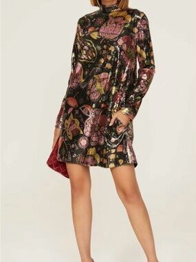 La Double J Suitcase Dress Sequin Floral Mini | Size